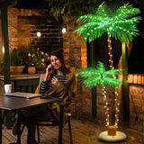 6 FT SolarPalm Trees For Outside Patio, Bar Pool DeckLED Artificial Fake Tree Lights For Tropical Party Christmas