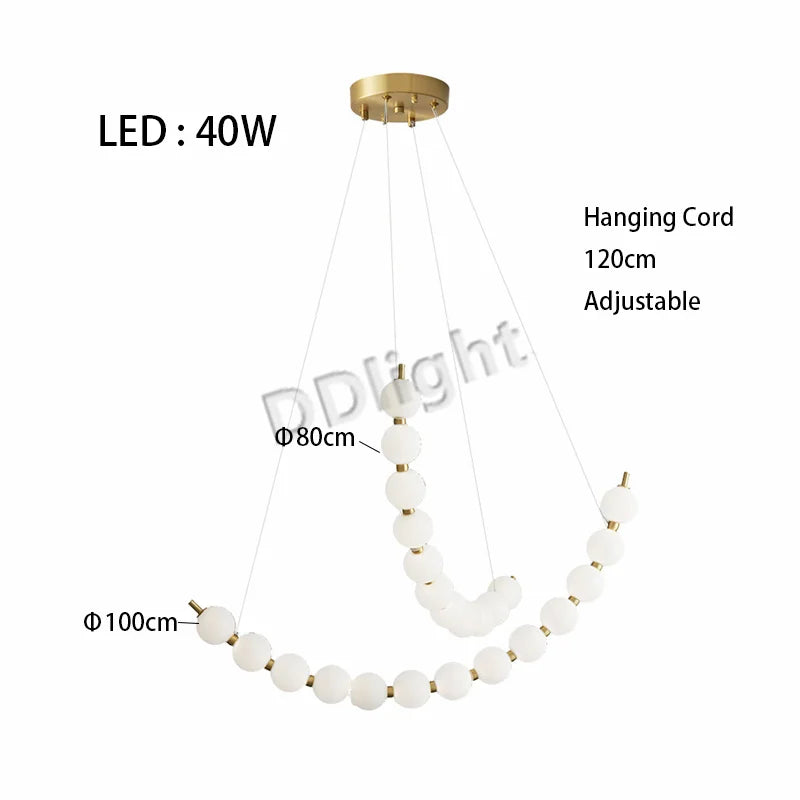 2025 Modern Magic Bean LED Ceiling Chandeliers All Copper White Ball Lustres Hanging Lights Home Decor Suspension Light Fixtures