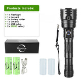 New Super Flashlights Torches Ultra Powerful Flashlight USB Recharge Flash Light 12000MAh LED Flashlight Zoom Tactical Lantern