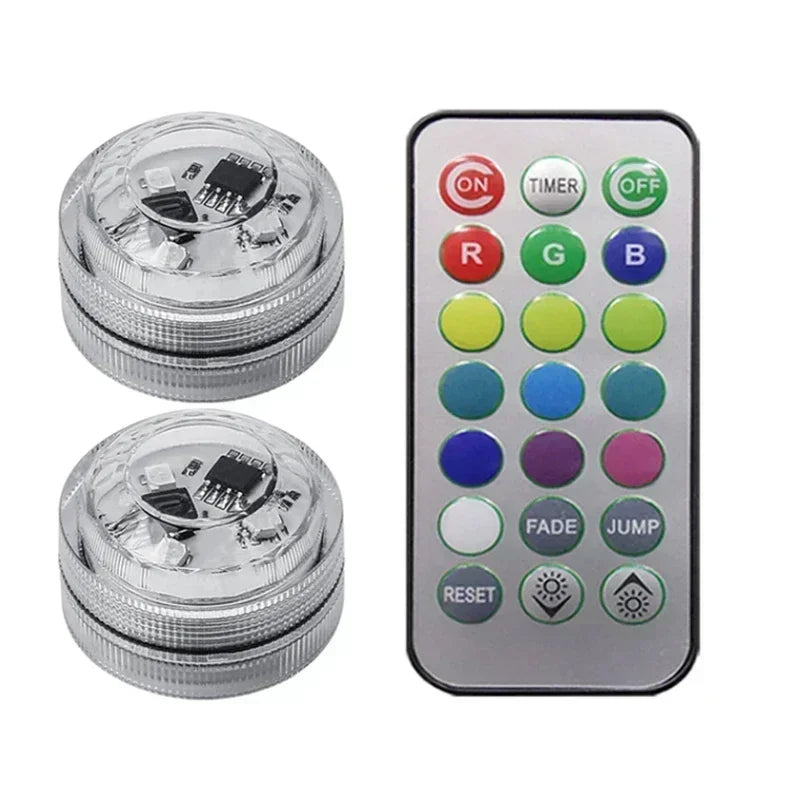 1-10PCS Car Wireless Adhesive LED Car Interior Ambient Light Remote Control Decor Auto RGB Interior Atmosphere Light Decorative