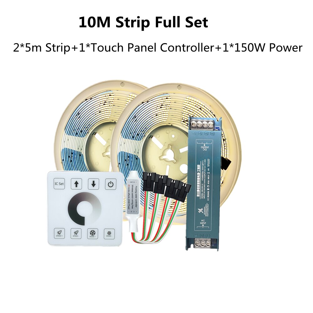 COB Running Water Flowing LED Strip Light WS2811 24V Horse Race Sequential LED Ribbon With RF Touch Panel Controller 10M 20M Set