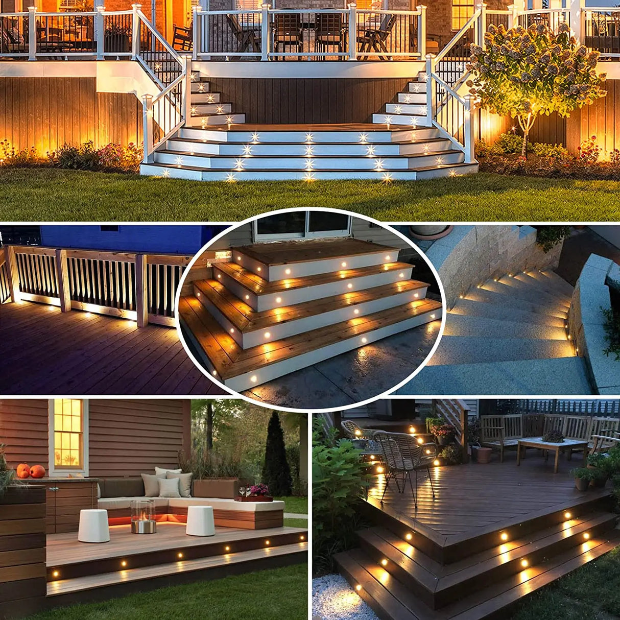 LED Deck Lights 12V Dimmable Underground Lamp | Recessed Outdoor Stair Lighting | IP67 Waterproof Garden Lights