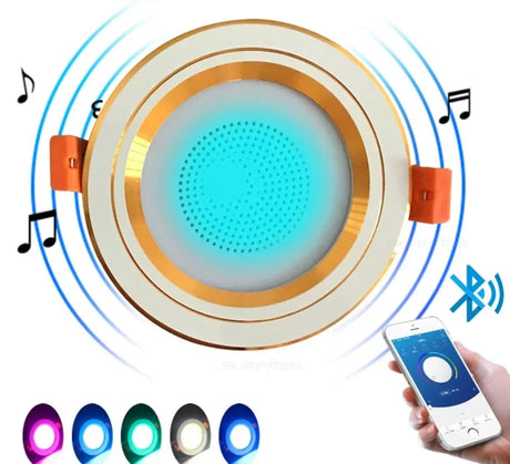 LED Smart Music Lamp Intelligent Background Music Light Ceiling Speakers With Adjusted Lights Smart Bluetooth Downlight Speaker