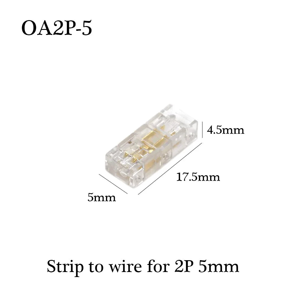COB LED Wire Connector 5 8 10mm Connection Solderless Mini Buckle FCOB RGB CCT LED Strip Lights 2 3 4 Pin No Dark Area Connector