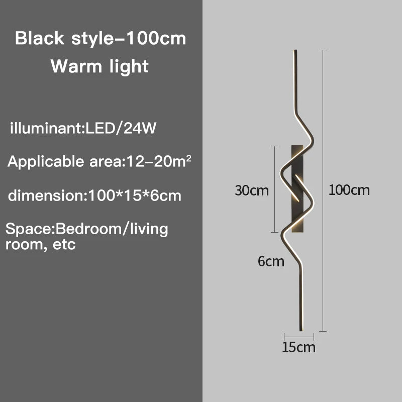 Nordic Matte Black Linear Decor Light - Luxury Indoor Sconce for Modern Villa