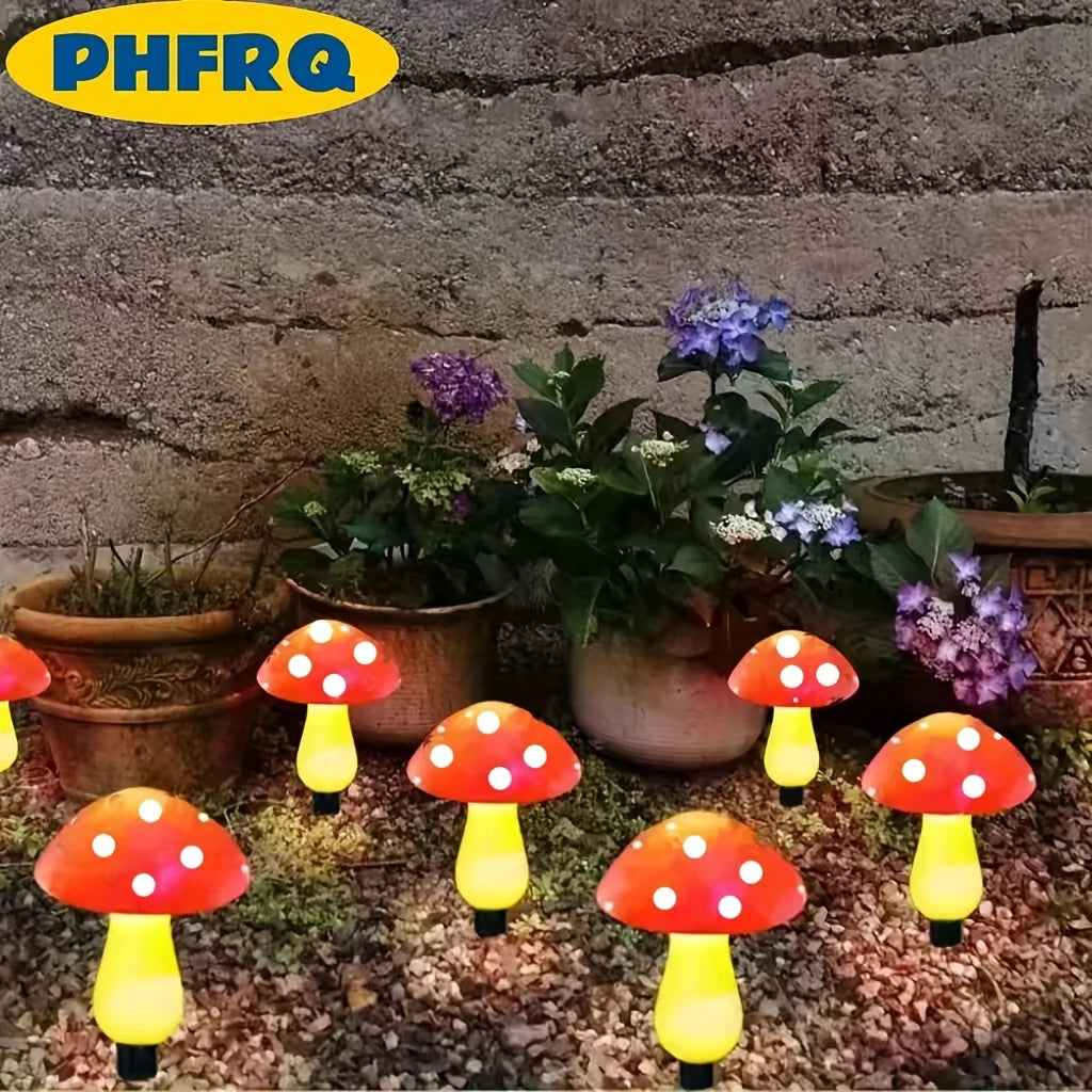 8/12/20 LED Solar Mushroom Stake Lights 8 Lighting Modes Outdoor Garden Path Lawn Decor for Easter Party Ambience