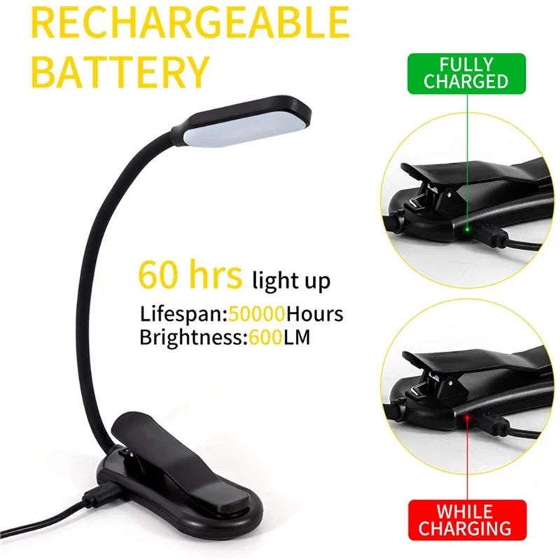 Chargeable Home-appliance Book Lamp 7LED Led Lights Bed Night Reading Light Lamps for Room With Level Three Warm and Cool White