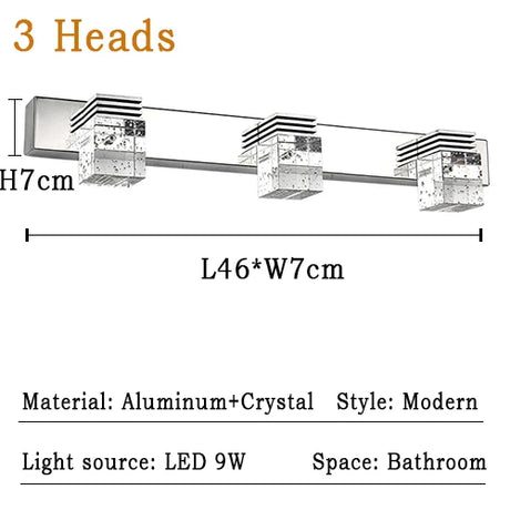 LED Wall Light Waterproof Crystal Wall Lamps Mirror Front Light Wall Mounted Bathroom Living Makeup LED Wall Fixtures Sconce