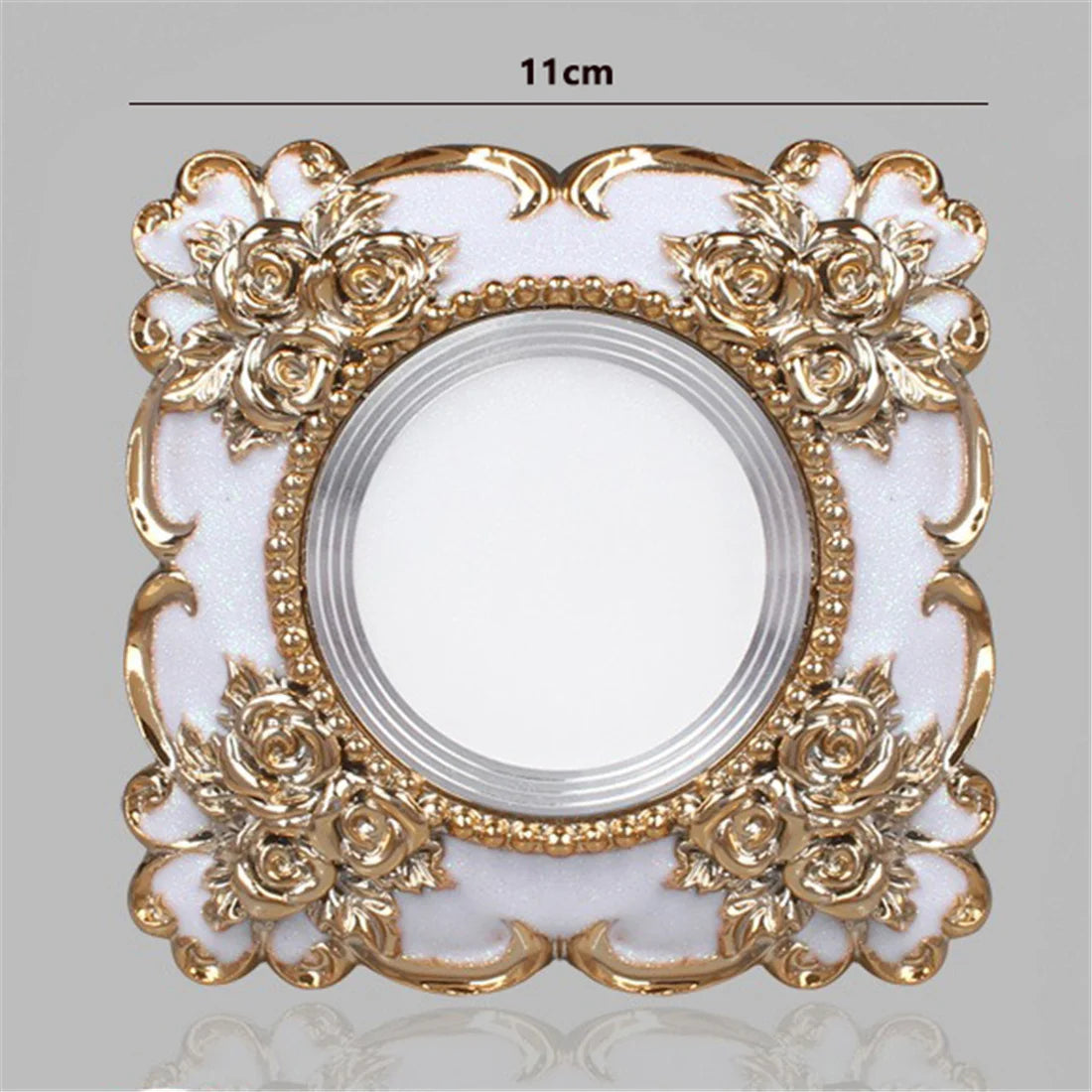 European Square Resin Golden Lace LED Recessed Downlight (3W/5W 220V) - Luxury Vintage Ceiling Spotlight Fixture (Fits 7.5cm Cutout) for Foyer, Dining Room & Corridor Decor