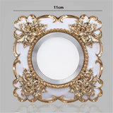 European Square Resin Golden Lace LED Recessed Downlight (3W/5W 220V) - Luxury Vintage Ceiling Spotlight Fixture (Fits 7.5cm Cutout) for Foyer, Dining Room & Corridor Decor