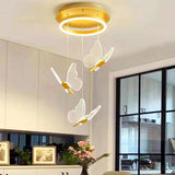 Butterfly Acrylic LED Pendant Chandelier Bedroom Bedside Background Hanging Ceiling Light Fixture