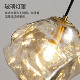 Floating Lava Shape Glass Pendant | Ice Texture Bedside Light with 3-Color Mode