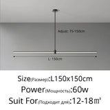 Modern Simplicity Long Linear LED Pendant Lights Strip Hanging Indoor Lamps for Office Table Kitchen  Home Decoration Chandelier
