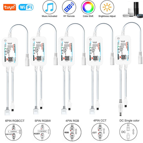 Smart Life APP 5-24V -DW/CCT/RGB/RGBW led Light Strip Wireless Remote Controller Smart Home work with Alexa Google Home