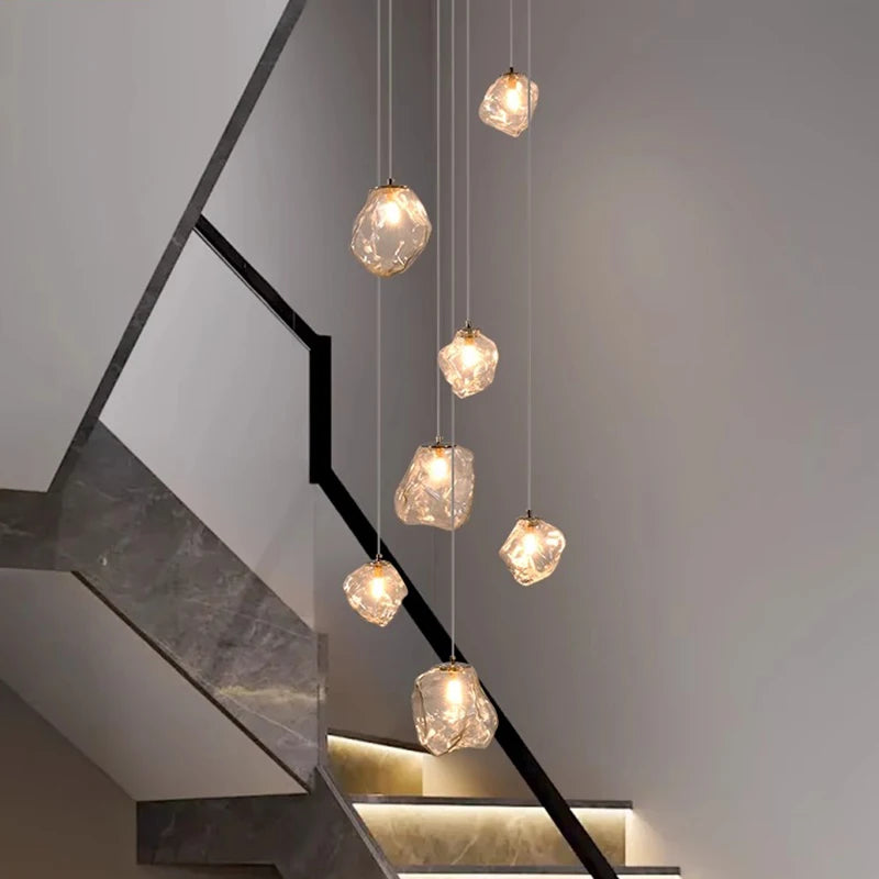 Modern Staircase LED Ceiling Chandelier - Luxury Long Hanging Pendant Light for Living Room