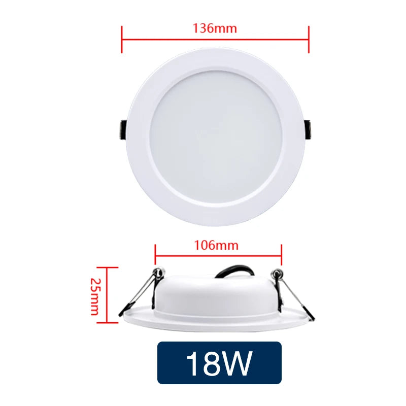 LED Downlight 5W 9W 12W 15W 18W Recessed Round LED Ceiling Lamp 110V 220V DC12V 24V Panel Lights Indoor Lighting Warm/Cold White