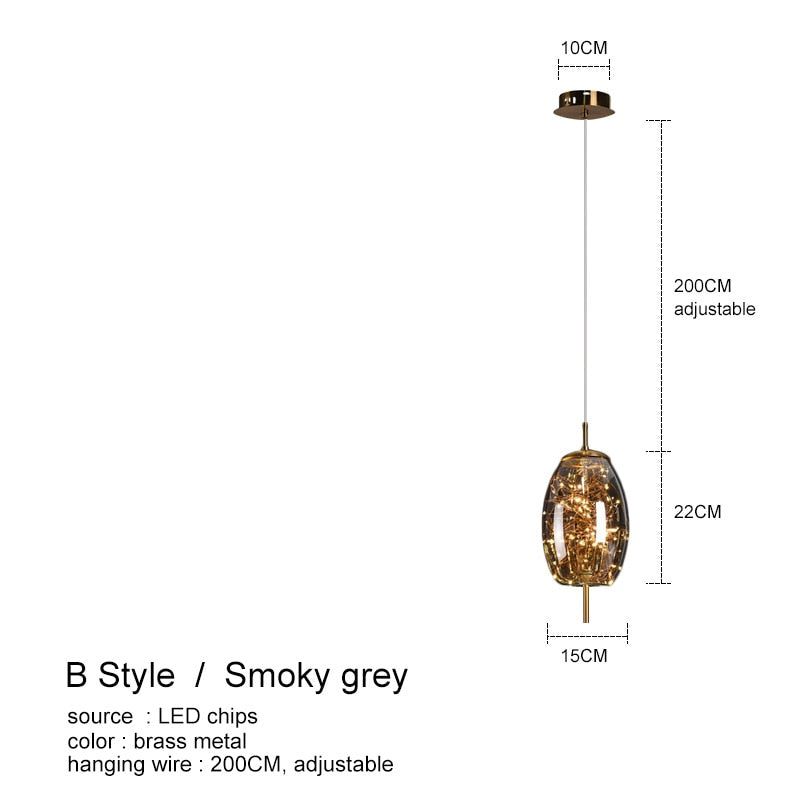 Nordic Glass Ball bedroom chandeliers for Dining Room kitchen fixture pendant lights Restaurant art Decor amber Hanging Lamp