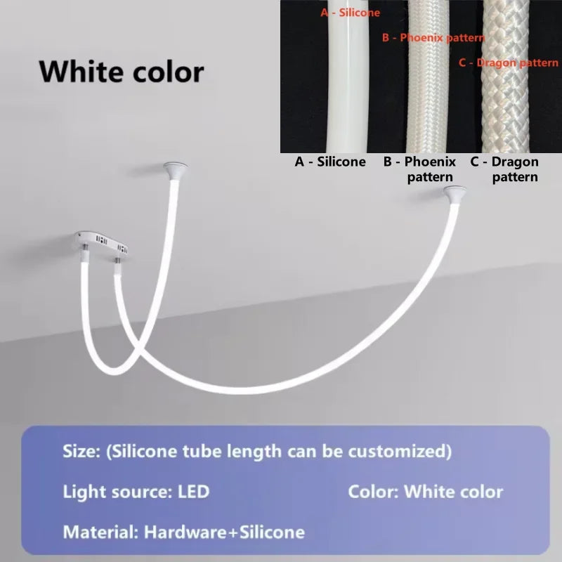 LED Italian minimalist curved line pendant light high-rise duplex apartment hall light modern minimalist living room light