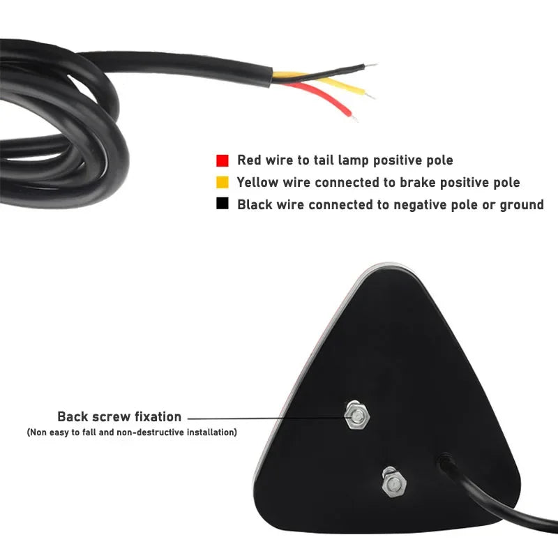 1PCS F1 Style Universal Led Brake Stop Light Triangle LED Rear Tail Light Reverse Safety Strobe Lamp for Car Auto Motorcycle 12V