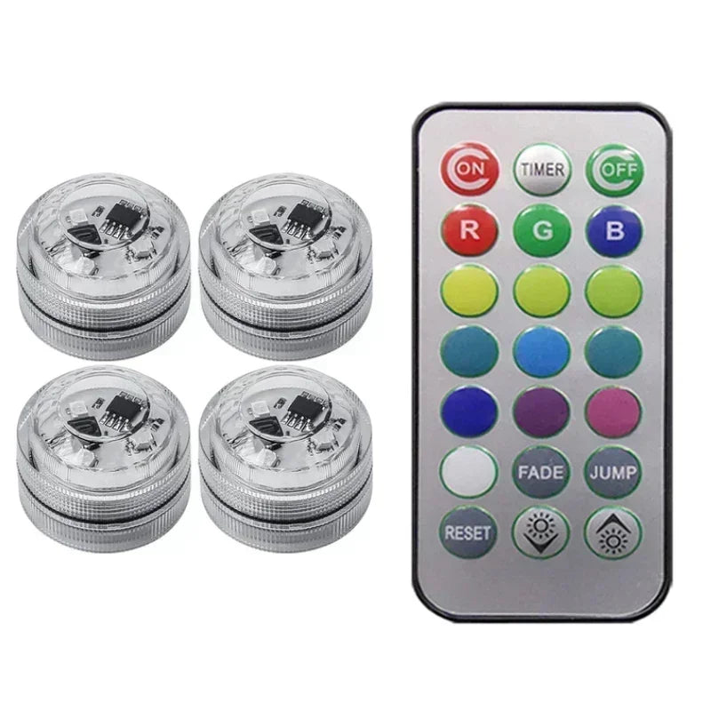 1-10PCS Car Wireless Adhesive LED Car Interior Ambient Light Remote Control Decor Auto RGB Interior Atmosphere Light Decorative