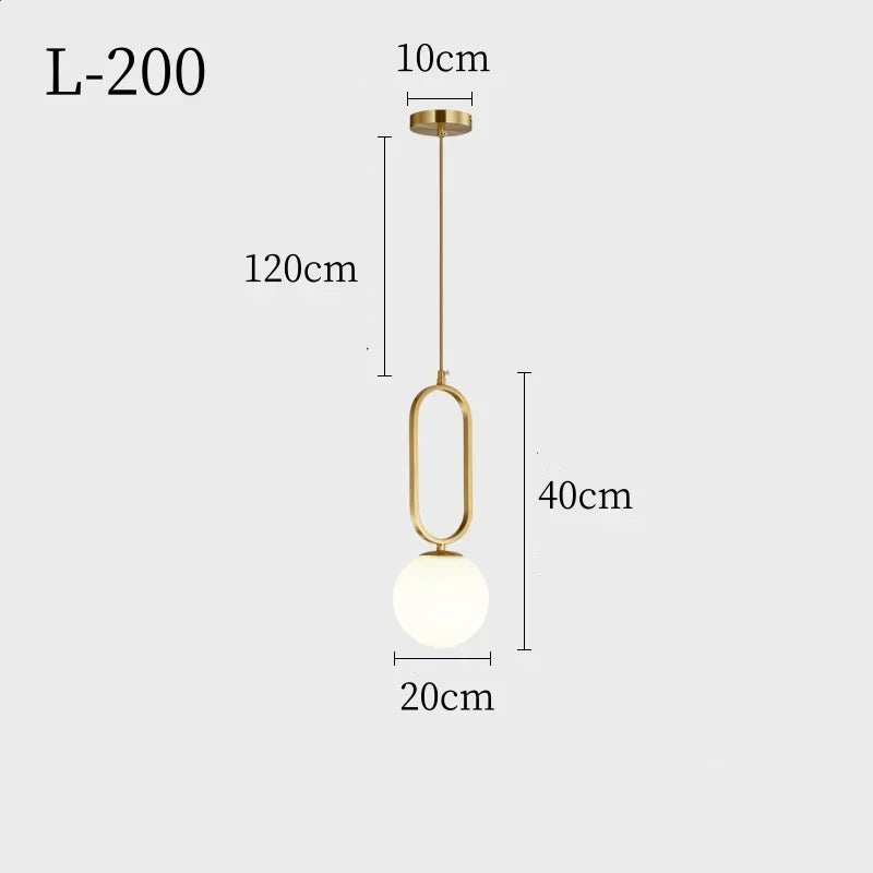 Modern Nordic Glass Ball Pendant Light - Minimalist Hanging Ceiling Fixture for Living Room, Dining Room & Bedroom Decor