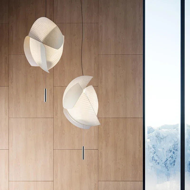 Japanese Wabi-sabi Style Modern Fabric Living Room Bedroom Chandelier Restaurant Art Shell Pendant Lights Home Decor Soft Light
