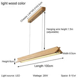 Nordic wood grain simple long dining table pendant lamp living room kitchen artistic luster home decoration lighting fixture