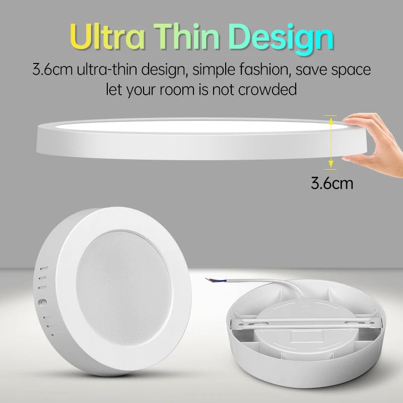 Ultra-Thin Circular LED Ceiling Light - 110V-220V Wide Pressure Panel