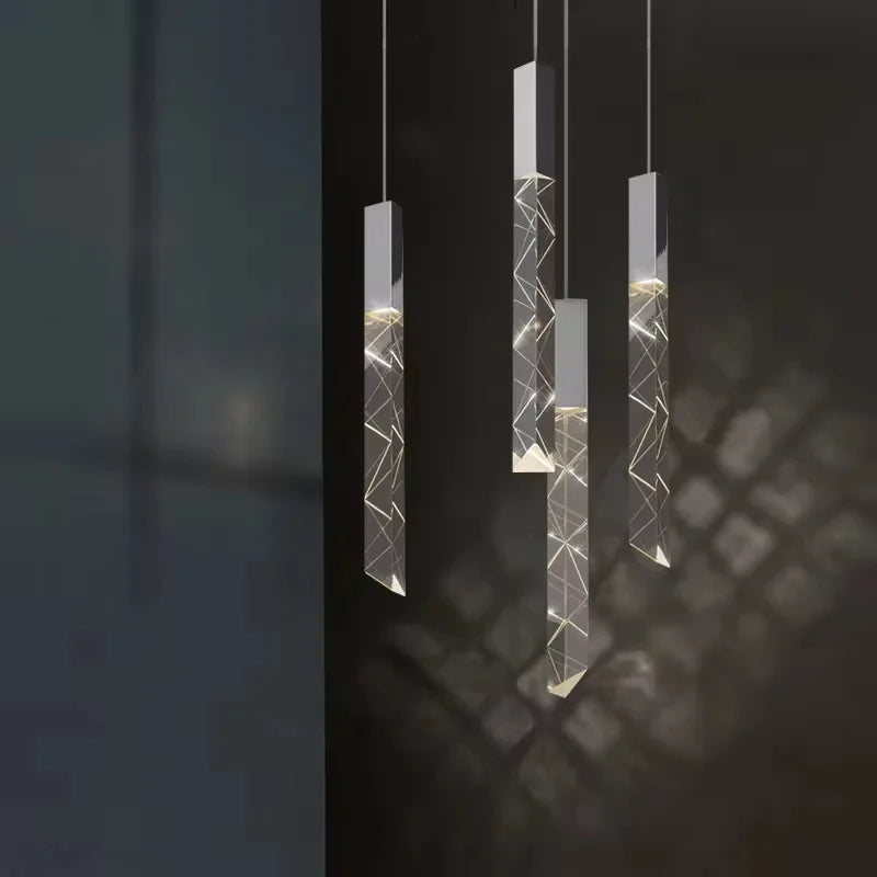 Luxury K9 Crystal LED Pendant Light - Customizable Duplex Staircase Hanging Chandelier Lamp for Living Room, Bedroom, Hotel & Shop