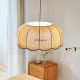 Japanese Fabric Pendant Light Nordic Wavy Lampshade Bedroom Restaurant Ceiling Chandelier Home Decor Hanging Lighting Fixtures