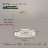 Nordic Creative Modern LED Chandelier Ceiling Dimmable Round Chandelier Living Room Dining Room Bedroom Glossy Lighting Fixtures