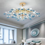 Flower Chandelier Lights Modern Ceramics Pink Flowers LED for Home Decor Dining Room Living Room Bedroom Ceiling Lamps