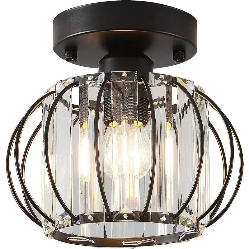 Modern Ceiling Light Semi Recessed Ceiling Fixture Chrome Finish for Bedroom Bathroom Hallway Closet Silver