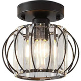 Modern Ceiling Light Semi Recessed Ceiling Fixture Chrome Finish for Bedroom Bathroom Hallway Closet Silver