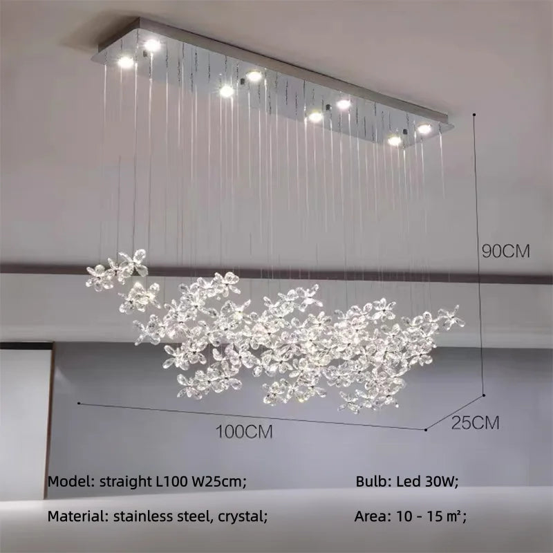 French Dining Room Crystal Led Pendant Lights Modern Luxury Bar Hanging Lamp Home Decor Led Suspend Light Led Luminarias