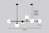 Modern Globe Linear Chandelier 6 Light Milk Glass Chandeliers Pendant Light Fixture Mid Century Sputnik Island Lights