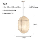 Japanese Wabi-Sabi White Silk Sailboat Pendant Light - E27 Textile Ceiling Chandelier Lamp Fixture for Living Room, Dining Room & Bedroom Decor