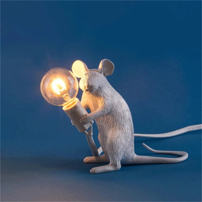 Modern Resin Animal Table Lamp - Mouse, Cat & Squirrel LED Night Light