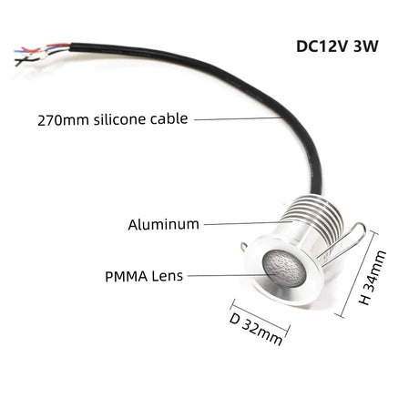 LED RGB Waterproof Sauna Light Temperature Proof Multicolor 12V Mini Spotlight Outdoor Ceiling Dimmable Led Spot Bathroom 3W