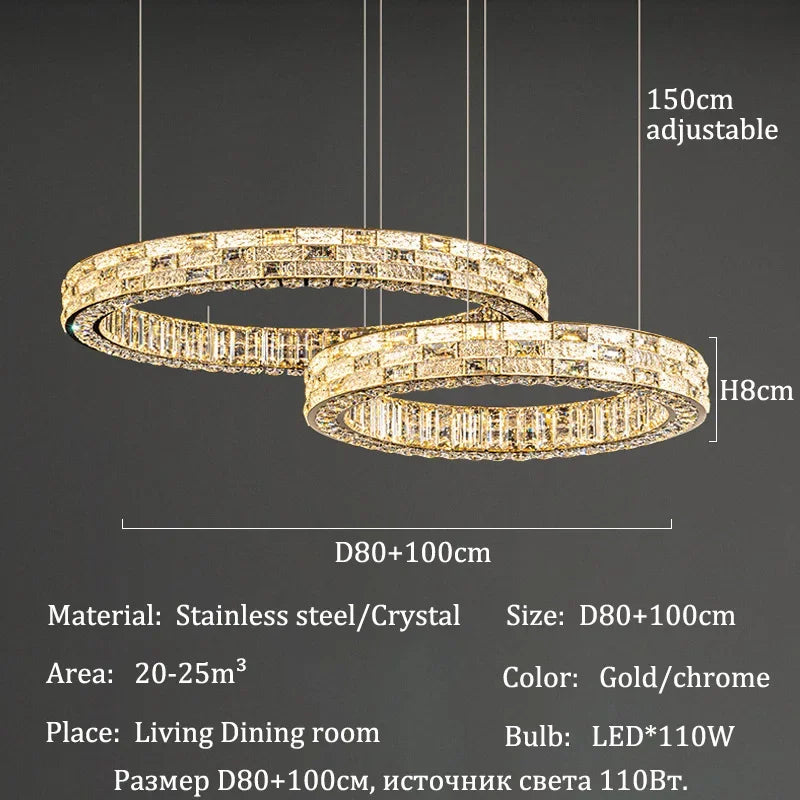 Nordic-style Luxurious Crystal Chandeliers, Led Lights, Pendant Ceiling Lamps, Suspended Chandeliers, Home Decorations, Lighting