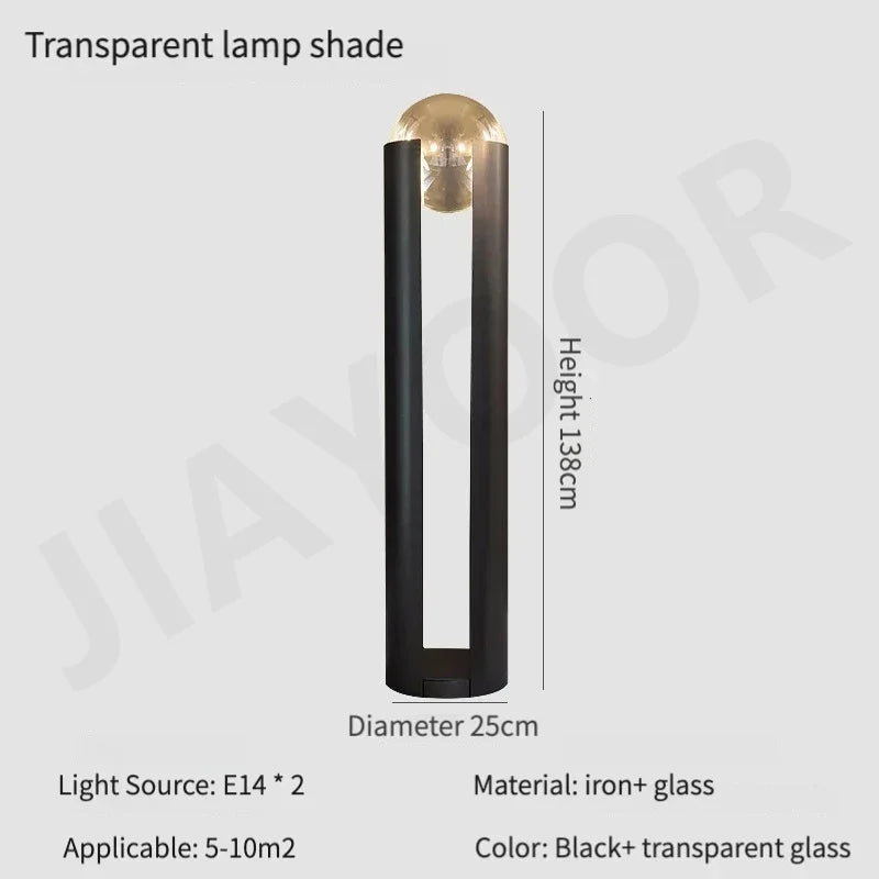 Luxury Black Iron LED Floor Lamp - Nordic Minimalist Standing Light & Desk Lamp Fixture for Living Room, Hotel & Bedroom Bedside