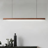 Nordic Wood Pendant Lights LED Modern Hanging Lamps for Dining Living Room Kitchen Office Shop Long Strip Celling Lamp