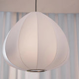 Japanese Wabi-Sabi White Silk E27 Pendant Light - Nordic Art Fabric Ceiling Chandelier Lamp Fixture for Living Room, Dining Room & Bedroom
