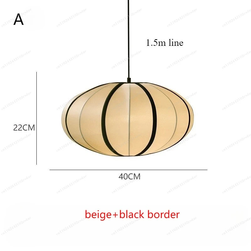 Wabi-sibi Japanese Style  Medieval Chandelier Living Room Home Decoration Bedroom  Lantern Silk Zen Pendant Light