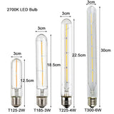 Vintage Tubular LED Filament Light Bulb - T10 T30 Long Tube 4W 6W 8W Edison Lamp