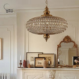 Vintage K9 Crystal Pendant Lights for Living Room Bedroom American Copper Crystal Ceiling Chandelier for Dining Room Kitchen Bar
