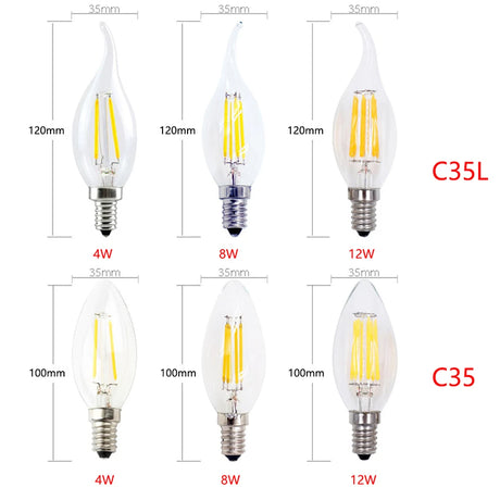 LED Candle bulb C35 G45 ST64 T25 vintage lamp E14 LED E27 A60 220v LED Globe 4W 6W 8W 12W Filament Edison LED Light Bulbs