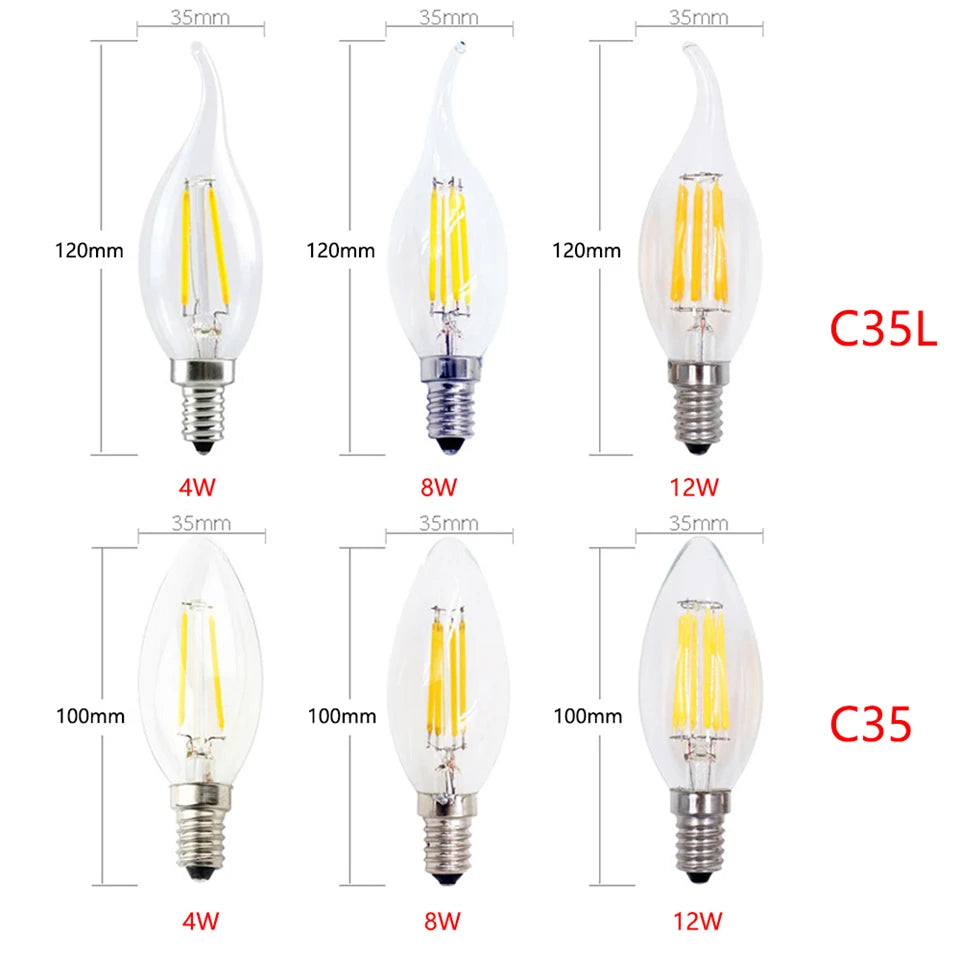 LED Candle bulb C35 G45 ST64 T25 vintage lamp E14 LED E27 A60 220v LED Globe 4W 6W 8W 12W Filament Edison LED Light Bulbs