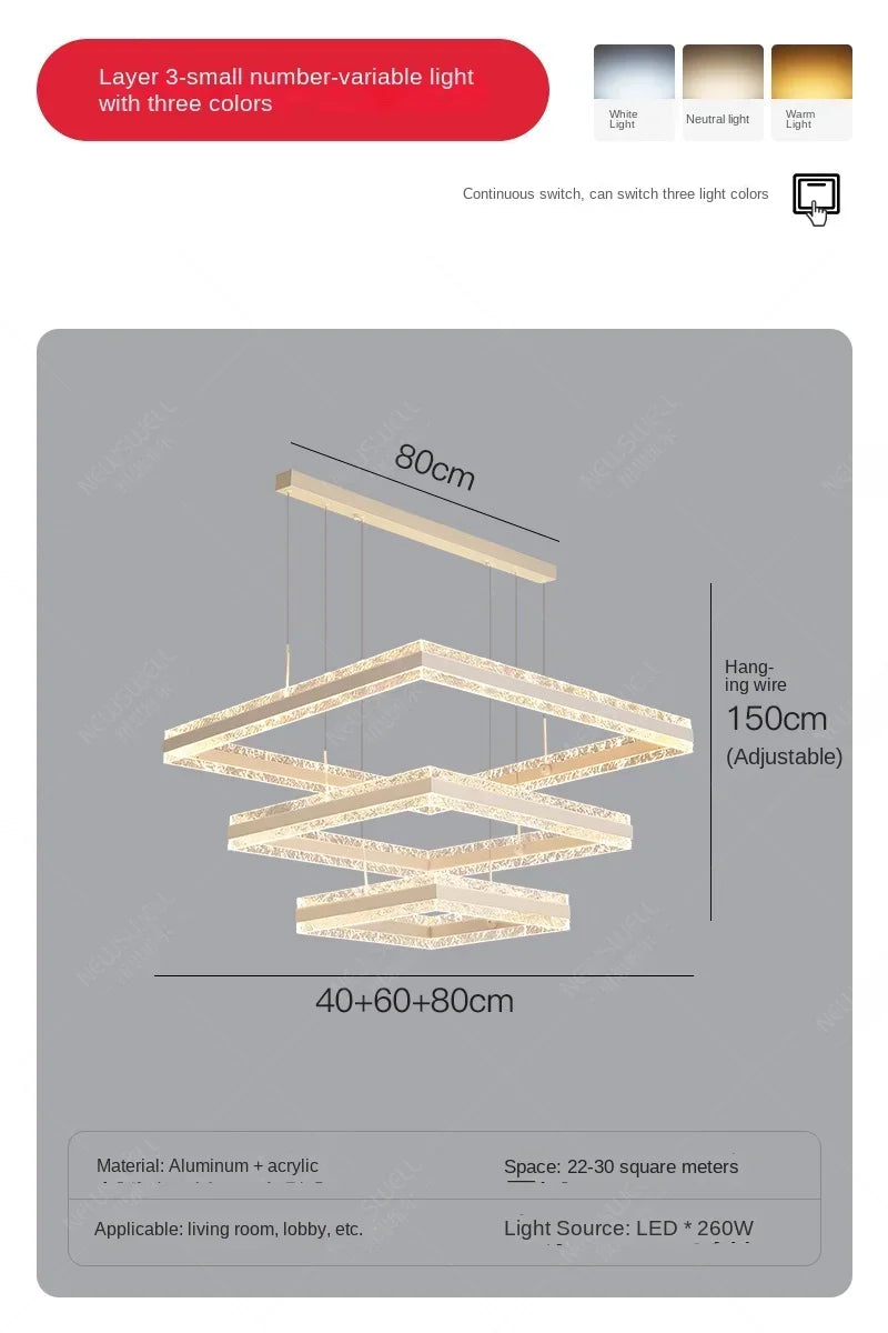 Nordic Geometric Glass LED Chandelier - Modern Pendant Lamp for Living Room