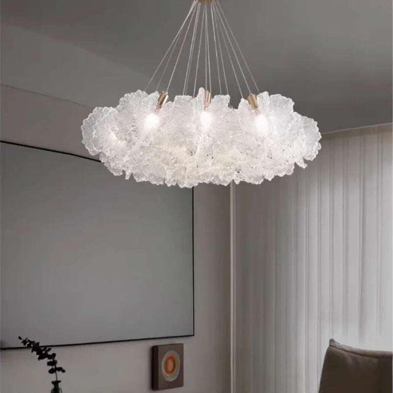 Nordic New Highend Acrylic Flower Pendant Lamp Living Room Restaurant Bedroom Villa Hotel Creative Chandelier Art Lighting Decor